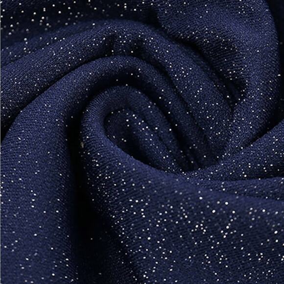 Starry night Glitter Maxi Wrap Dress metallic blue true wrap cocktail ruched s - Picture 7 of 15